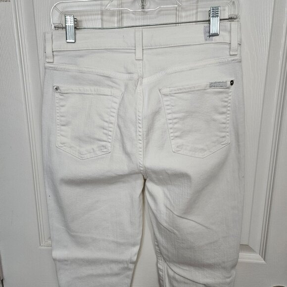 7 For All Mankind White Stretch Skinny Jeans 11" High Rise Zipper Size 29 - Picture 4 of 10